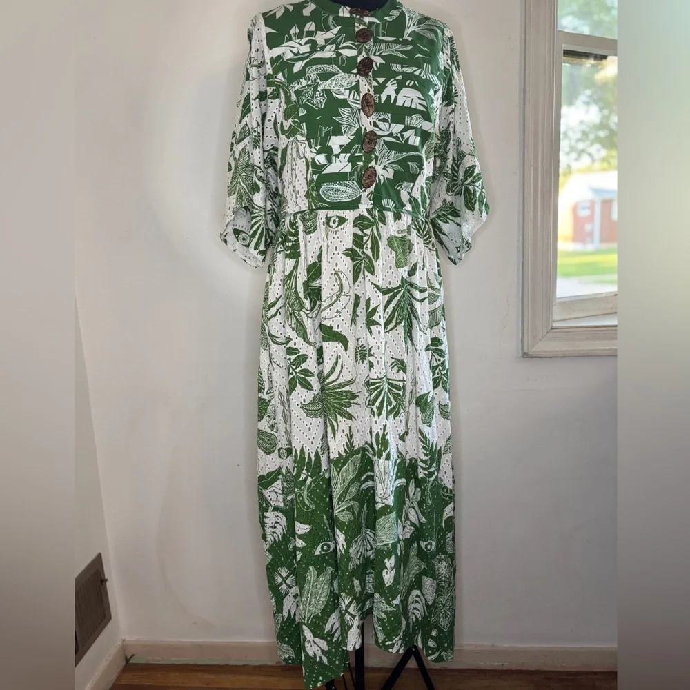FARM Rio Botanical Green and White Midi Dress - Picture 3 of 8